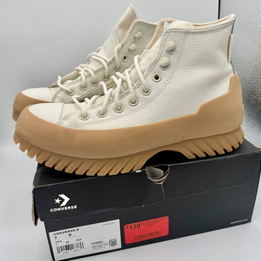 NWT Converse CTAS Lugged Winter 2.0 Hi Egret / Light Twine Waterproof UNISEX
